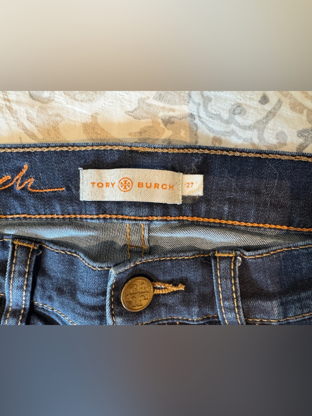 Tory Burch Pardon My French Dark Wash Denim Jeans Size 27 - Picture 4 of 11